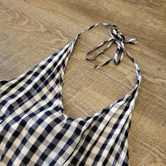 NWT AERIE | Plaid Open Back Halter Romper | Sz. L - Picture 3 of 7